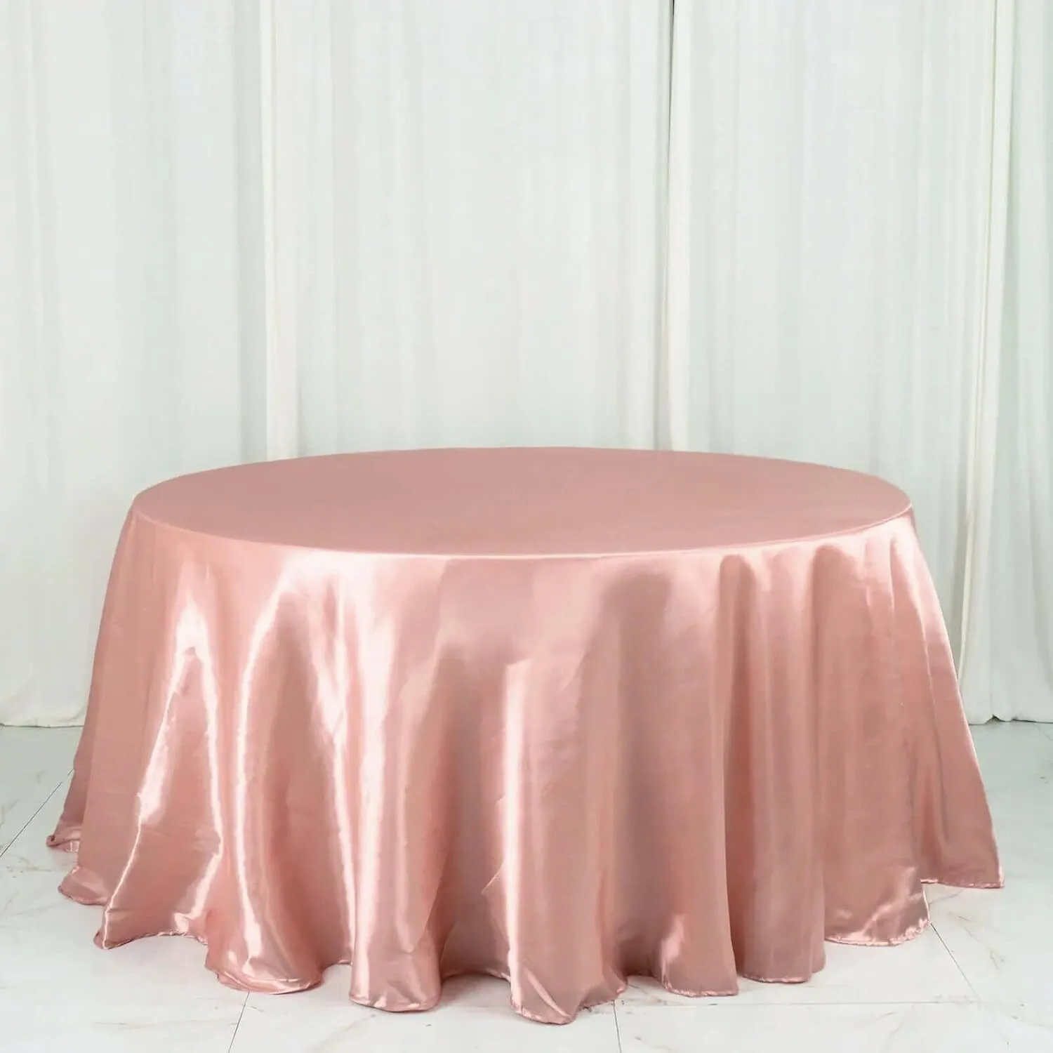 132" Dusty Rose Round Satin Tablecloth