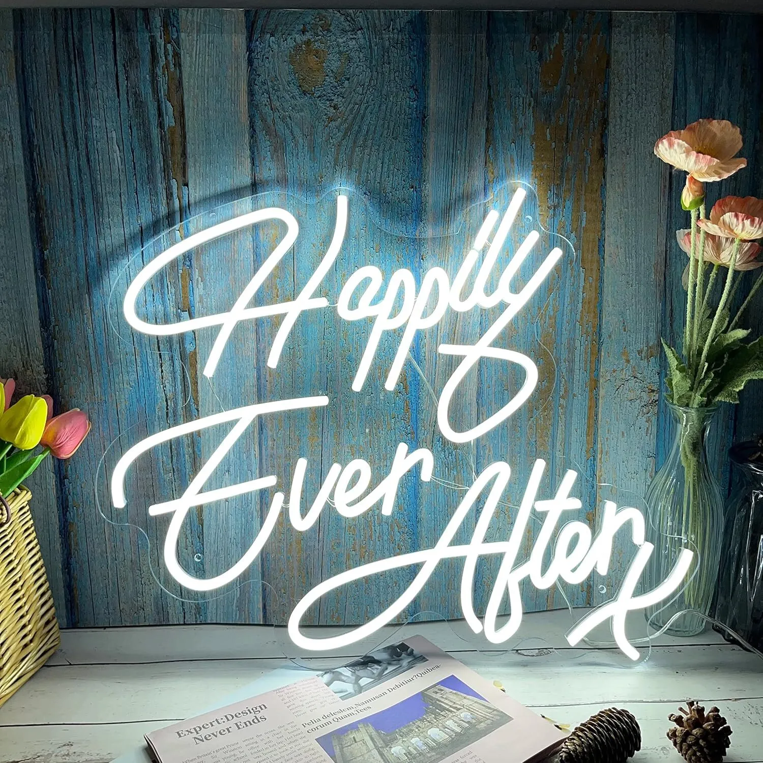  21.3 x 17.3 Inches "Happily Ever After" Neon Sign