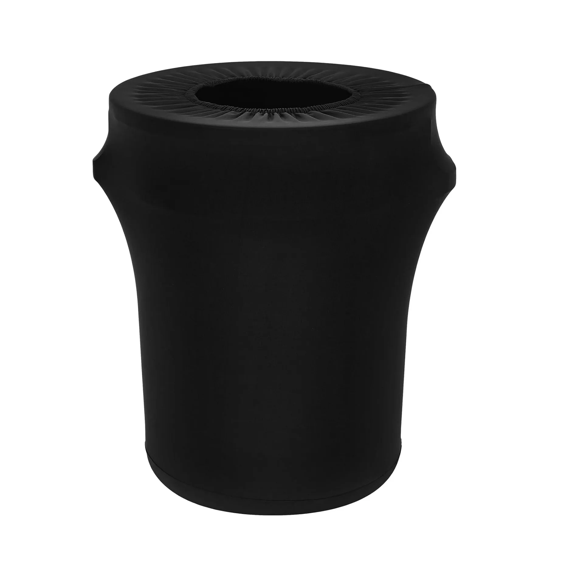 Black Spandex Trash Can Cover (Open-Top, Fits 32-Gallon Round Bin)