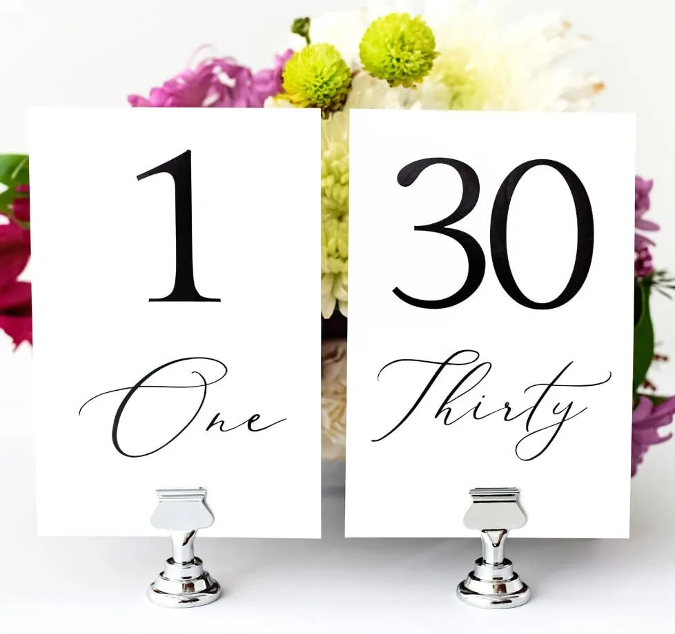 Elegant Black Foil Table Number Collection 1-30 