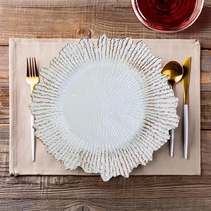 White & Gold Reef Edge Charger Plate