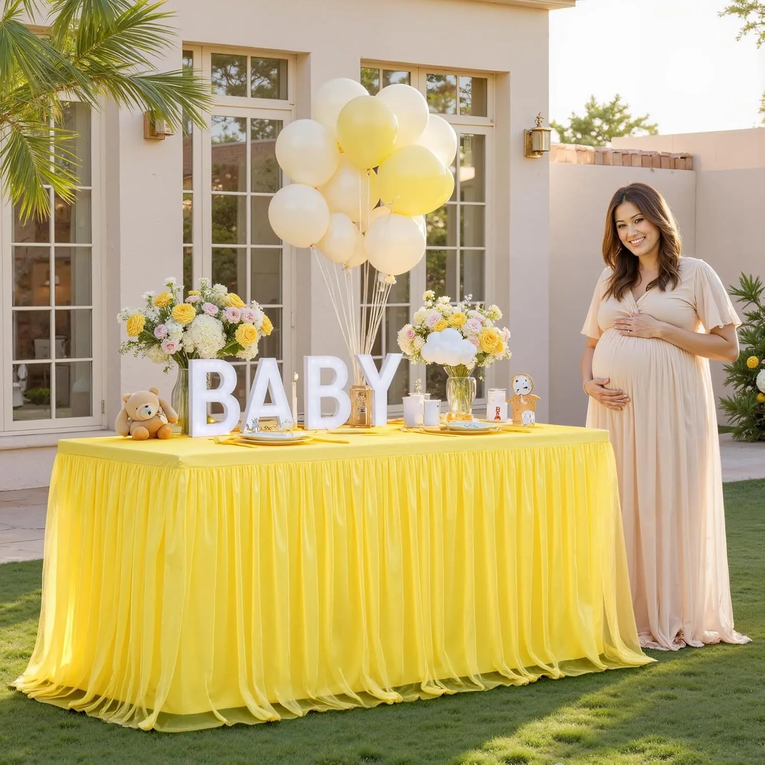 6 FT Yellow Ruffle Tulle Table Skirt