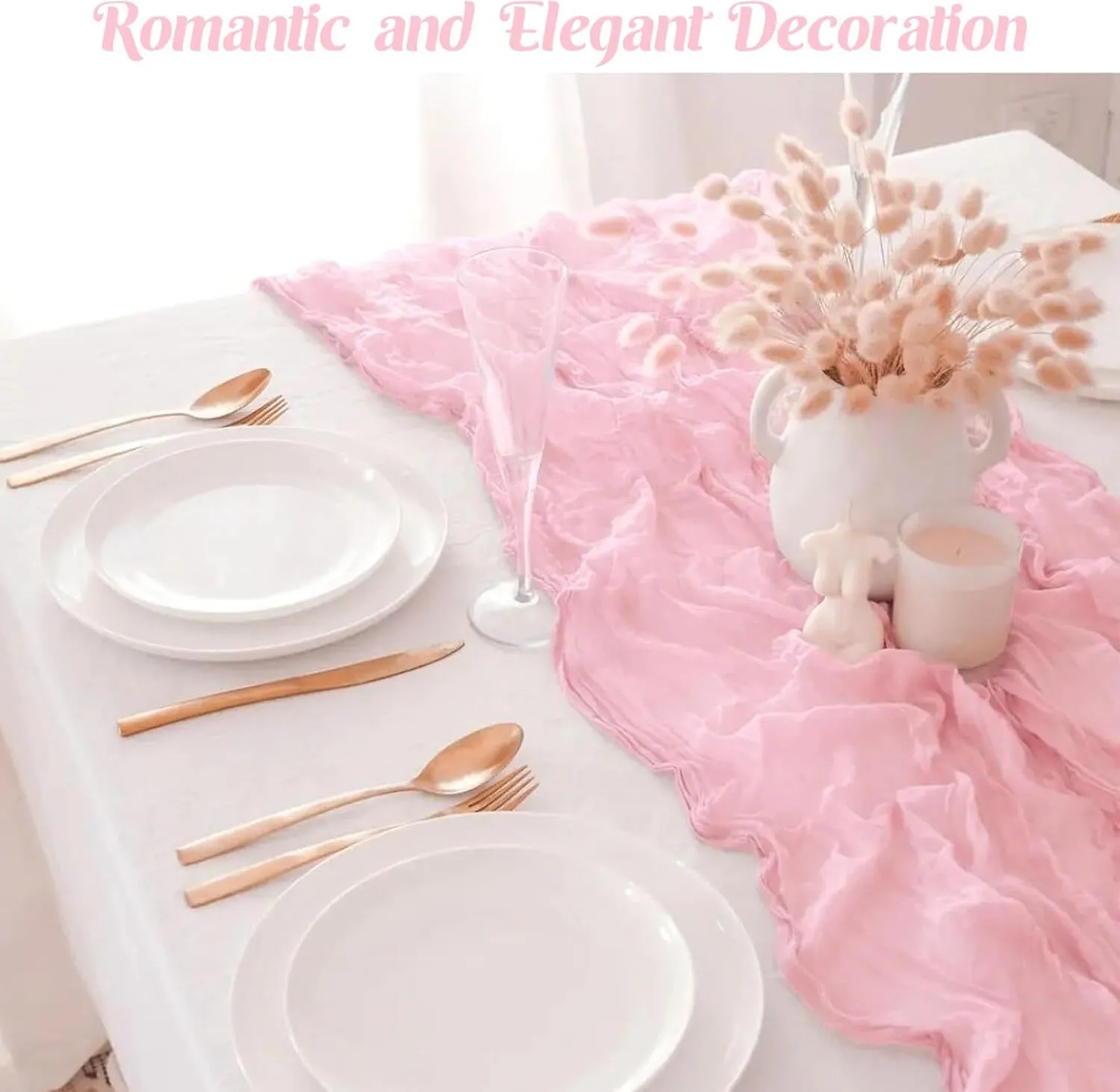 10 ft Light Pink Cheesecloth Table Runner