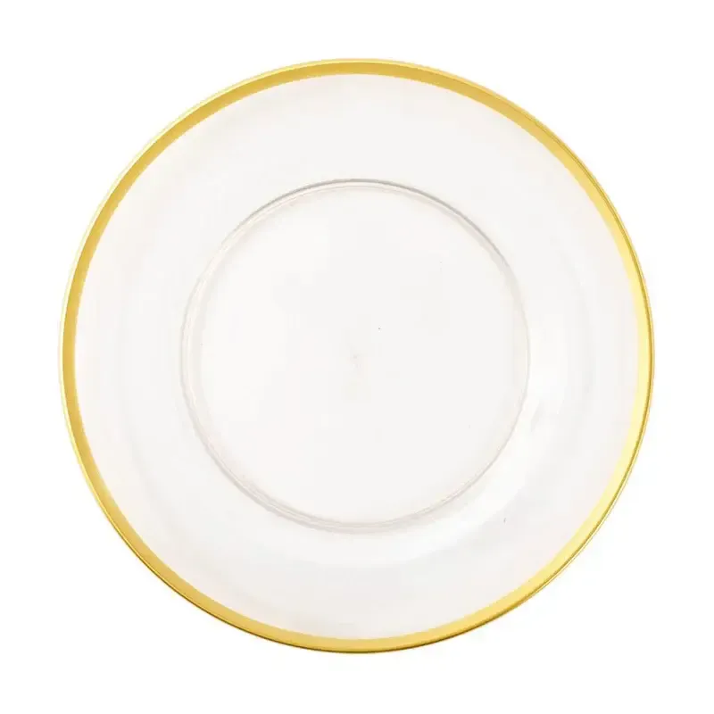Clear Acrylic Charger Plate with Gold Rim