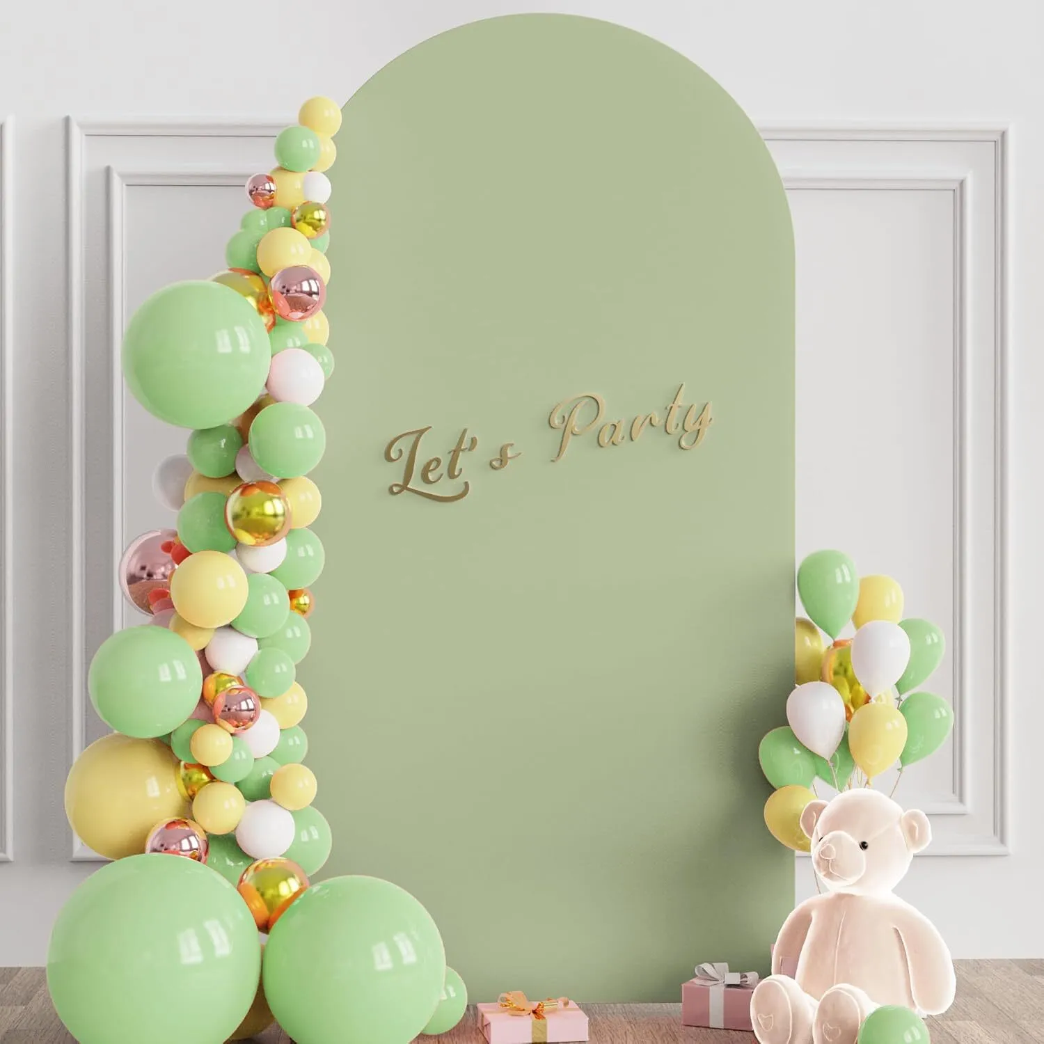 6.6 ft Sage Green Spandex Arch Backdrop Cover