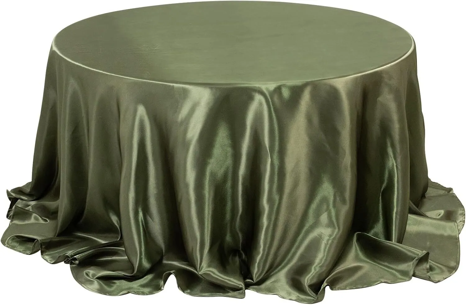 132" Dusty Sage Green Round  Satin Tablecloth