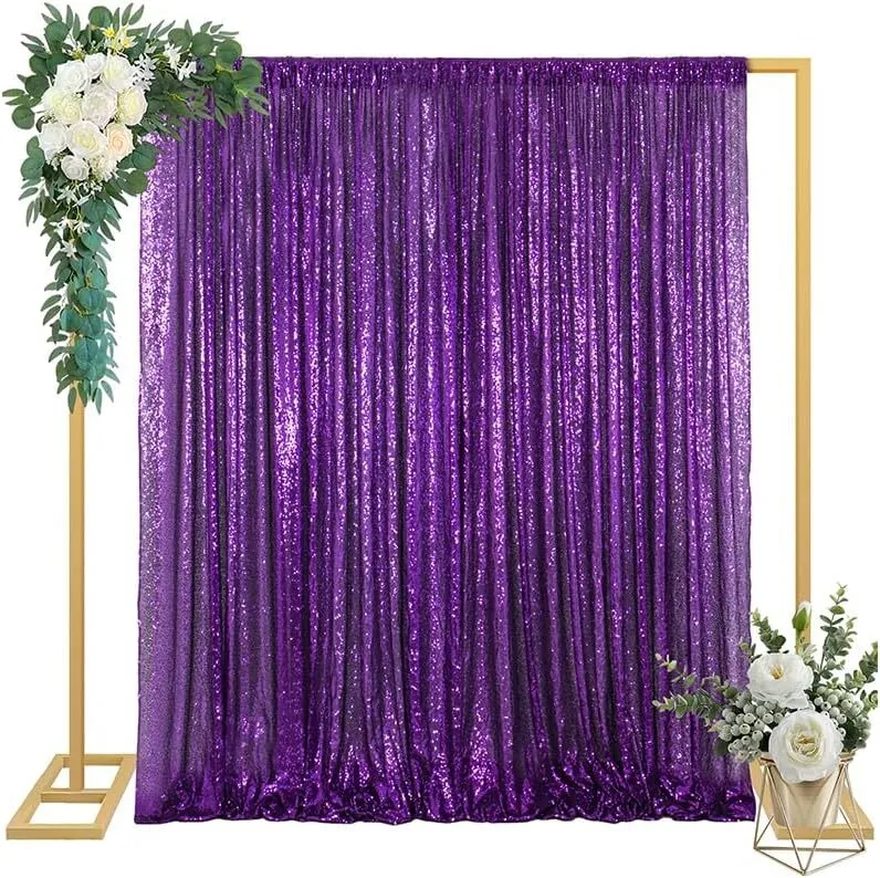 4' x 10' Purple Glitter Sequin Backdrop Curtain