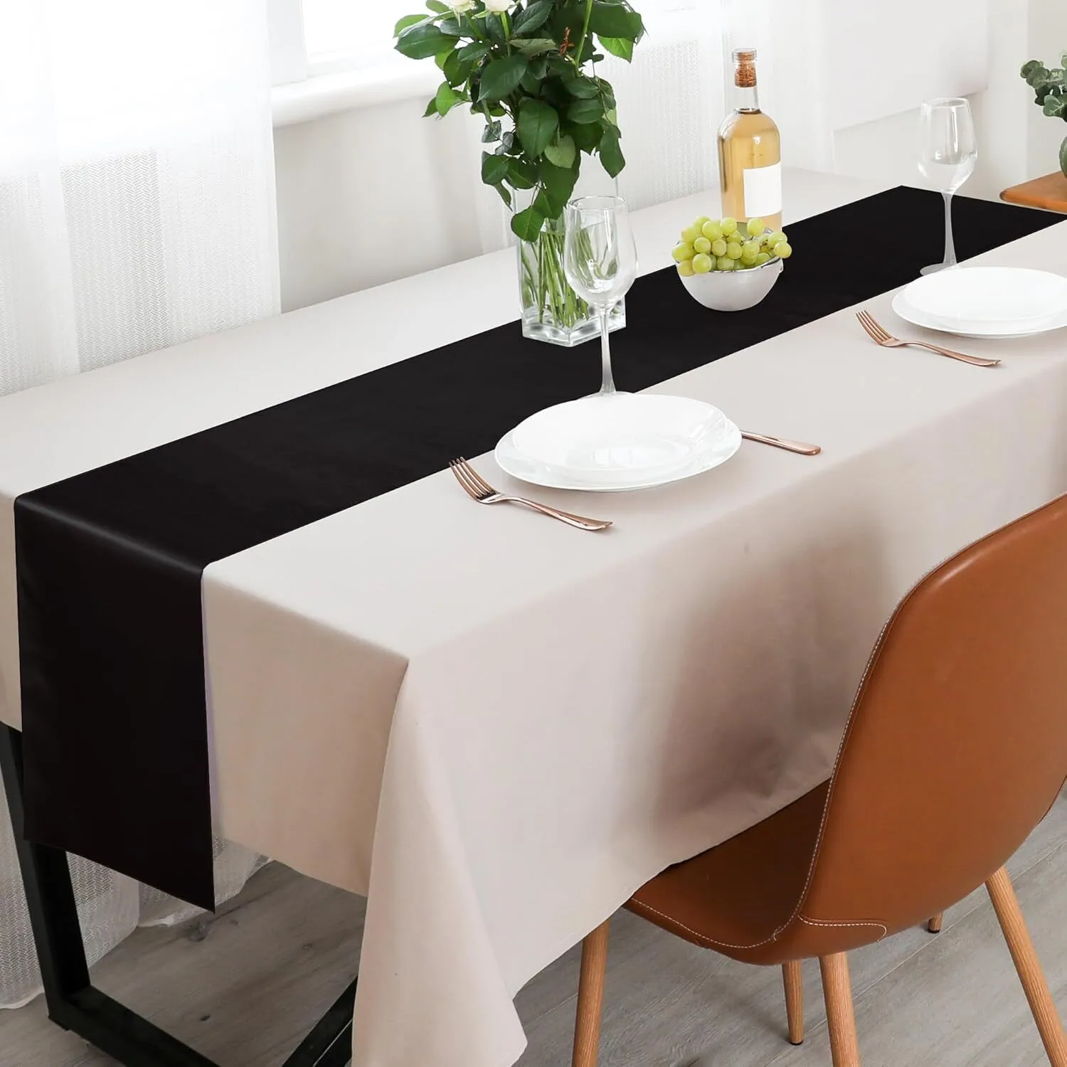 12" x 108" Black Satin Table Runner