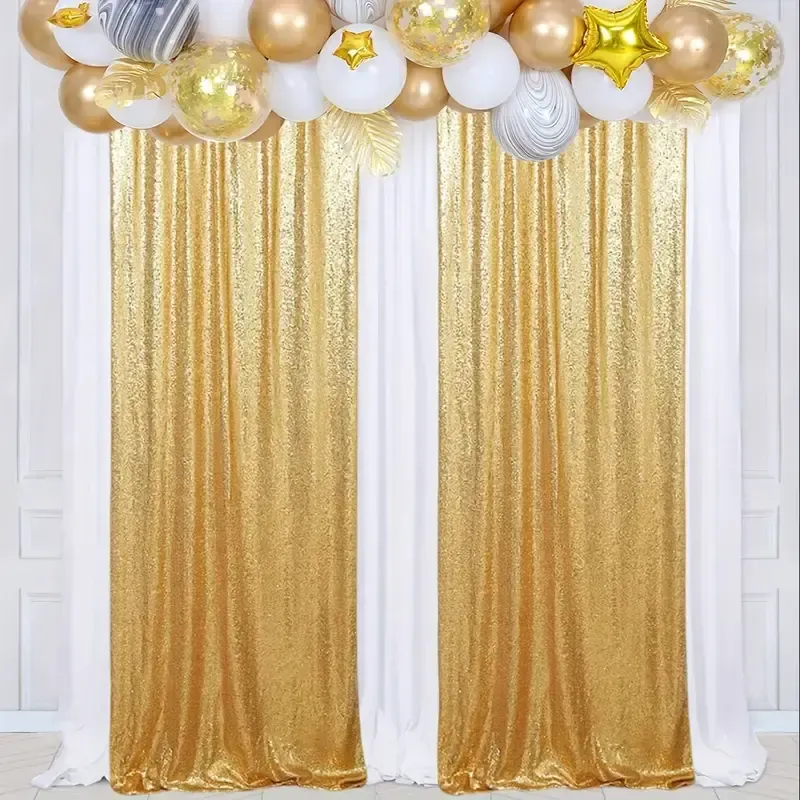 2' x 8' Gold Sequin Backdrop Curtains