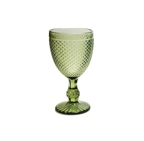 10 oz Green Vintage Wine Glass