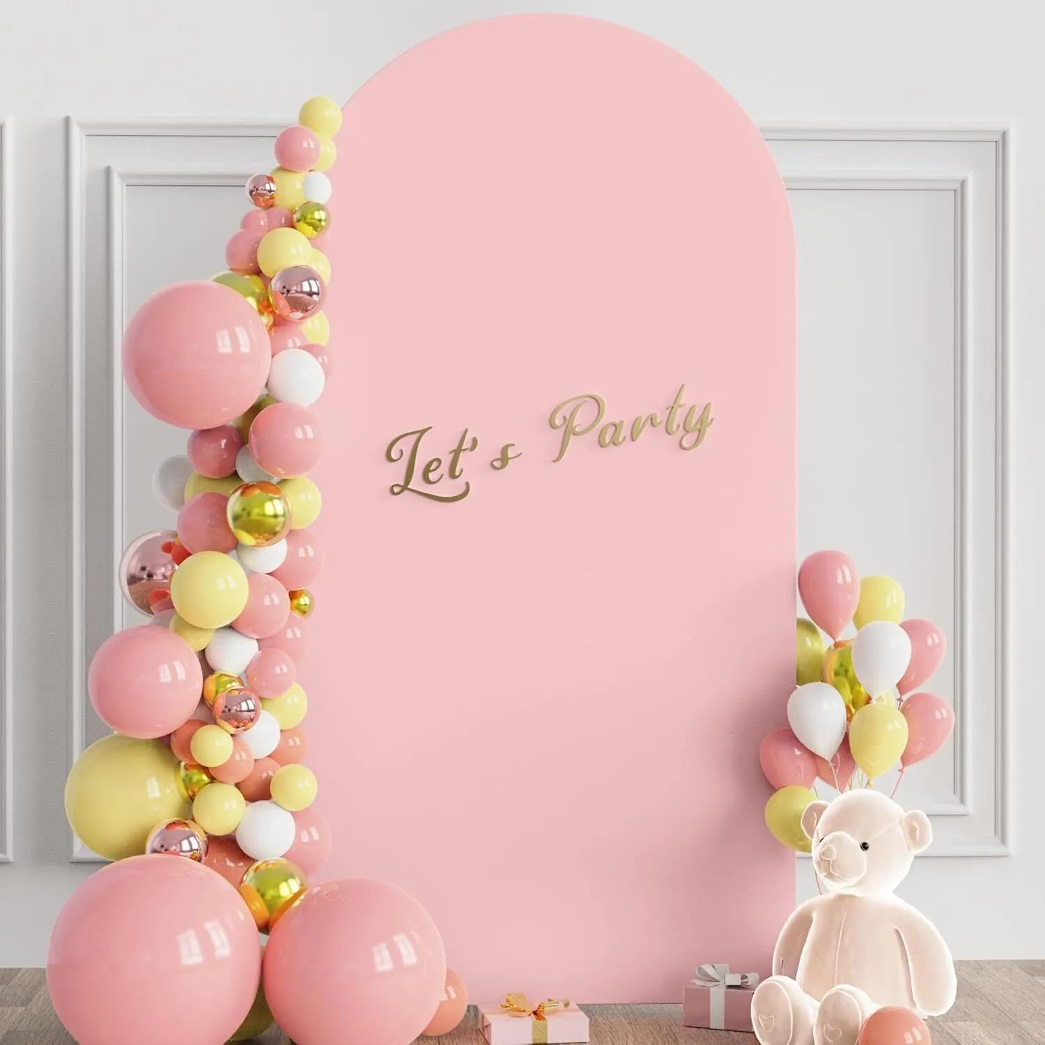 6.6 ft Blush Pink Spandex Arch Backdrop Cover