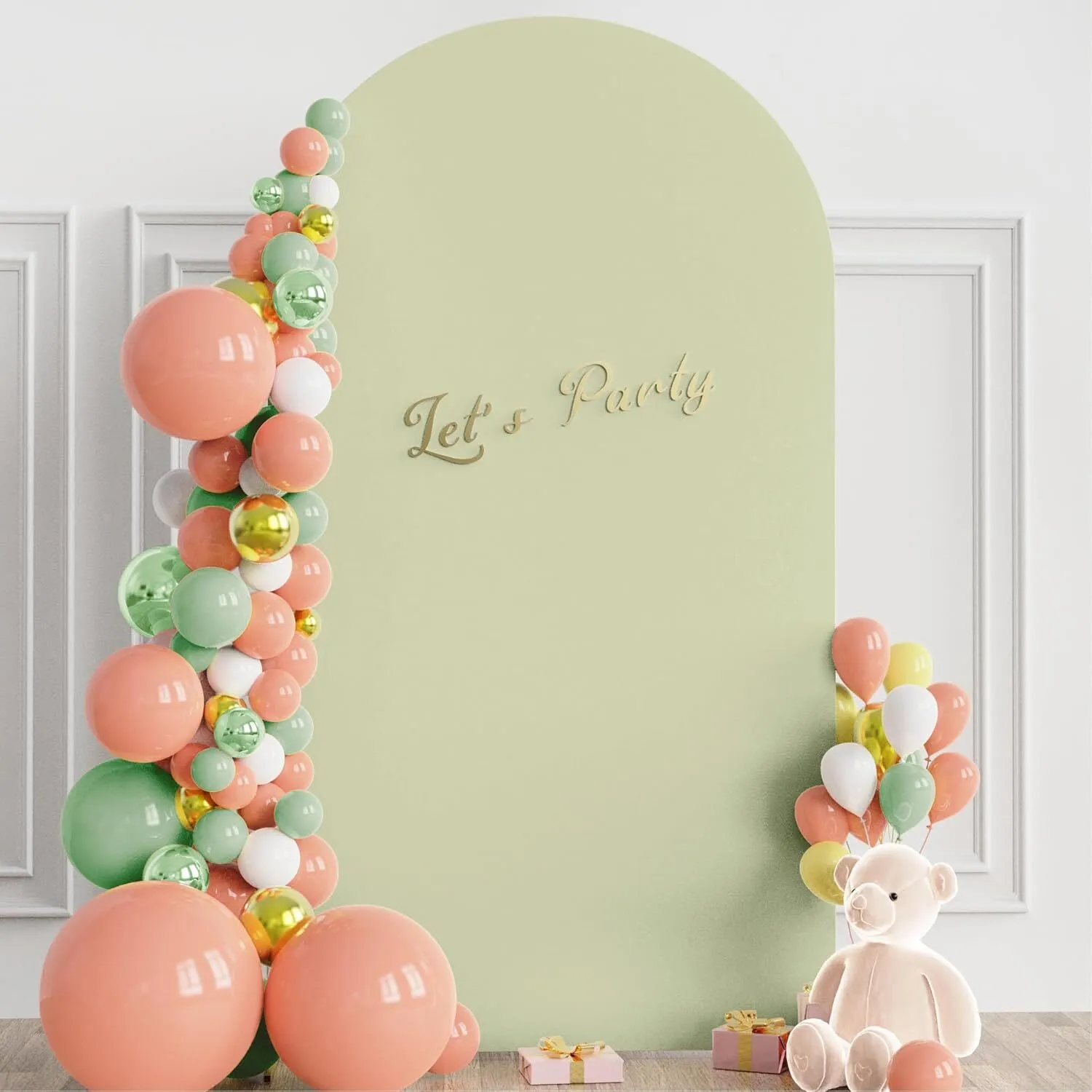 7.2 ft Light Sage Green Spandex Arch Backdrop Cover