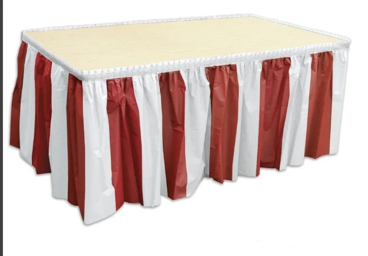 6' Red and White Striped Circus Table Skirt