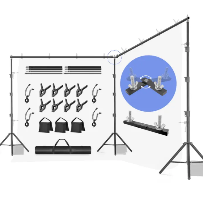 20 x 9 Ft. Heavy Duty Black Backdrop Stand