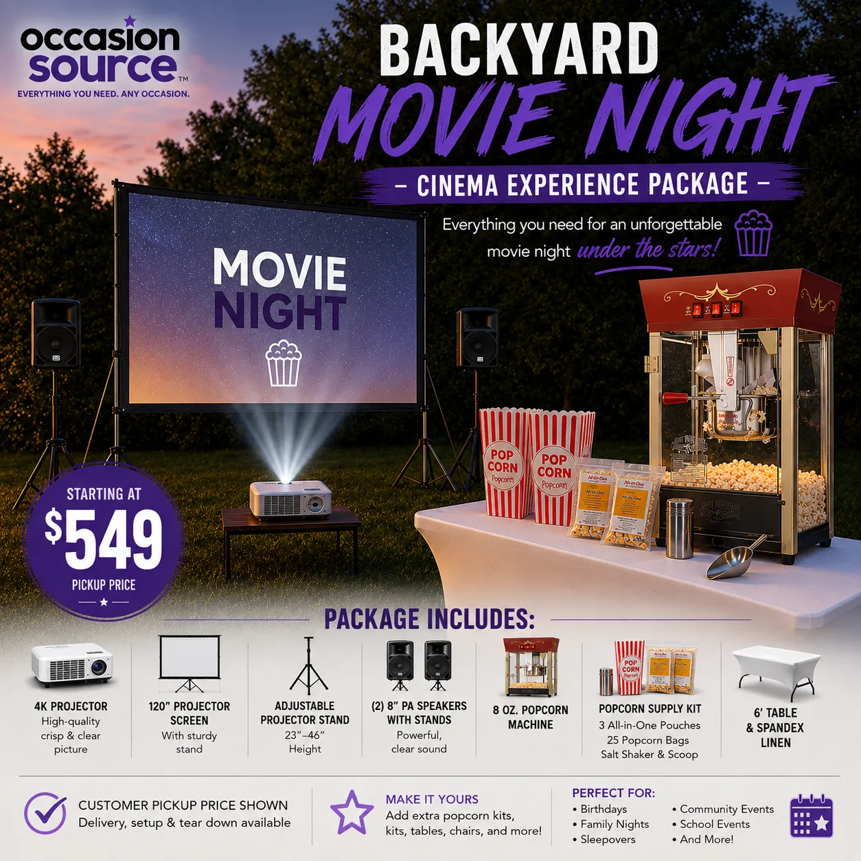 Backyard Movie Night Package