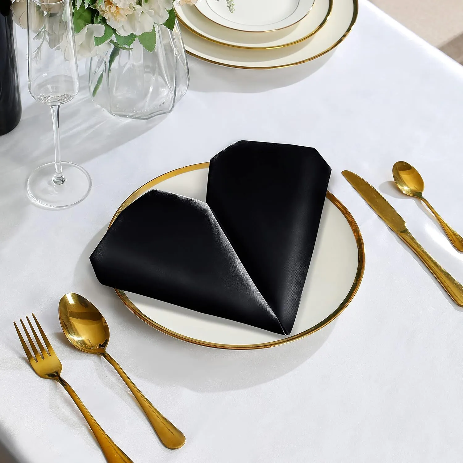 17" x 17" Black Satin Napkin