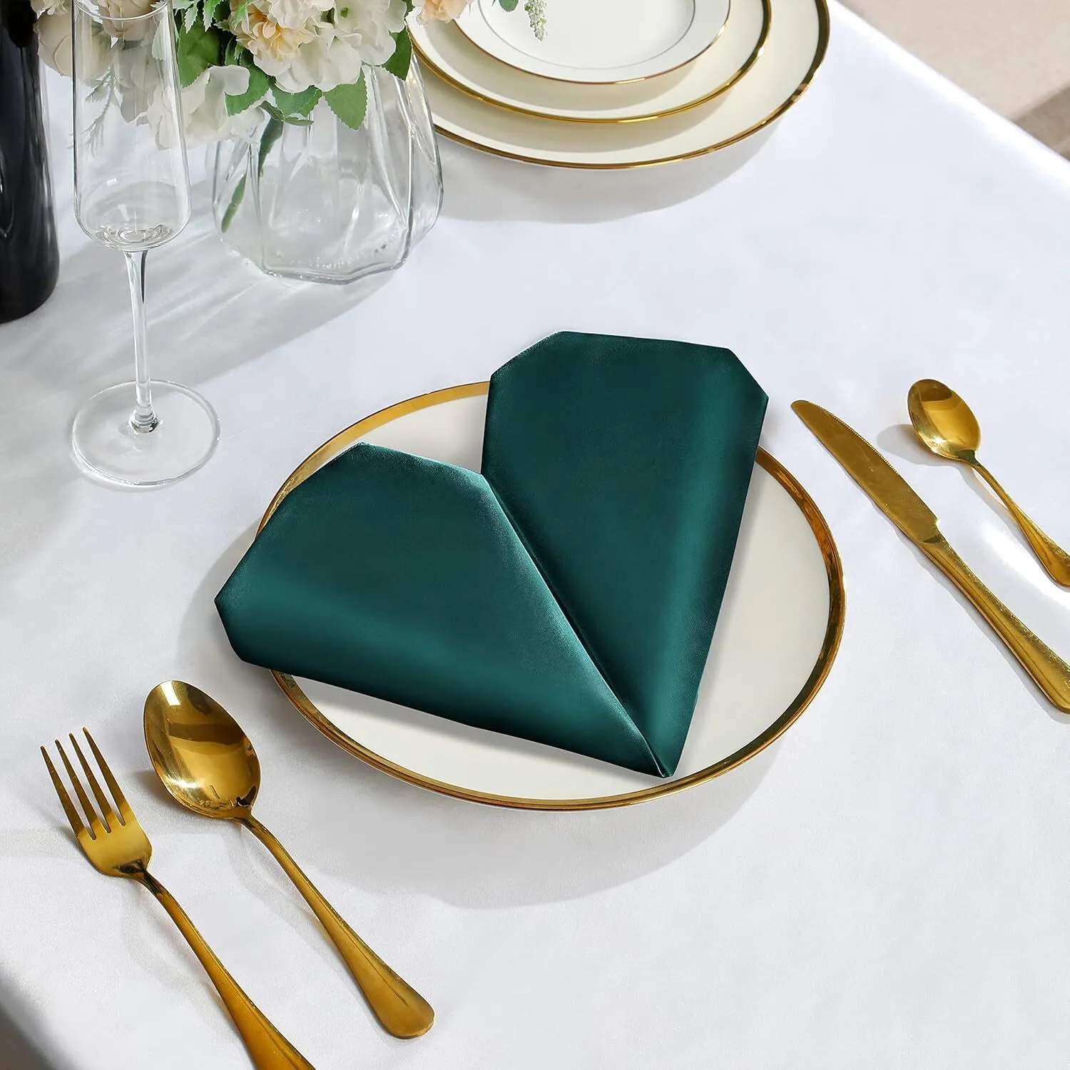 17" x 17" Hunter Green Satin Napkin