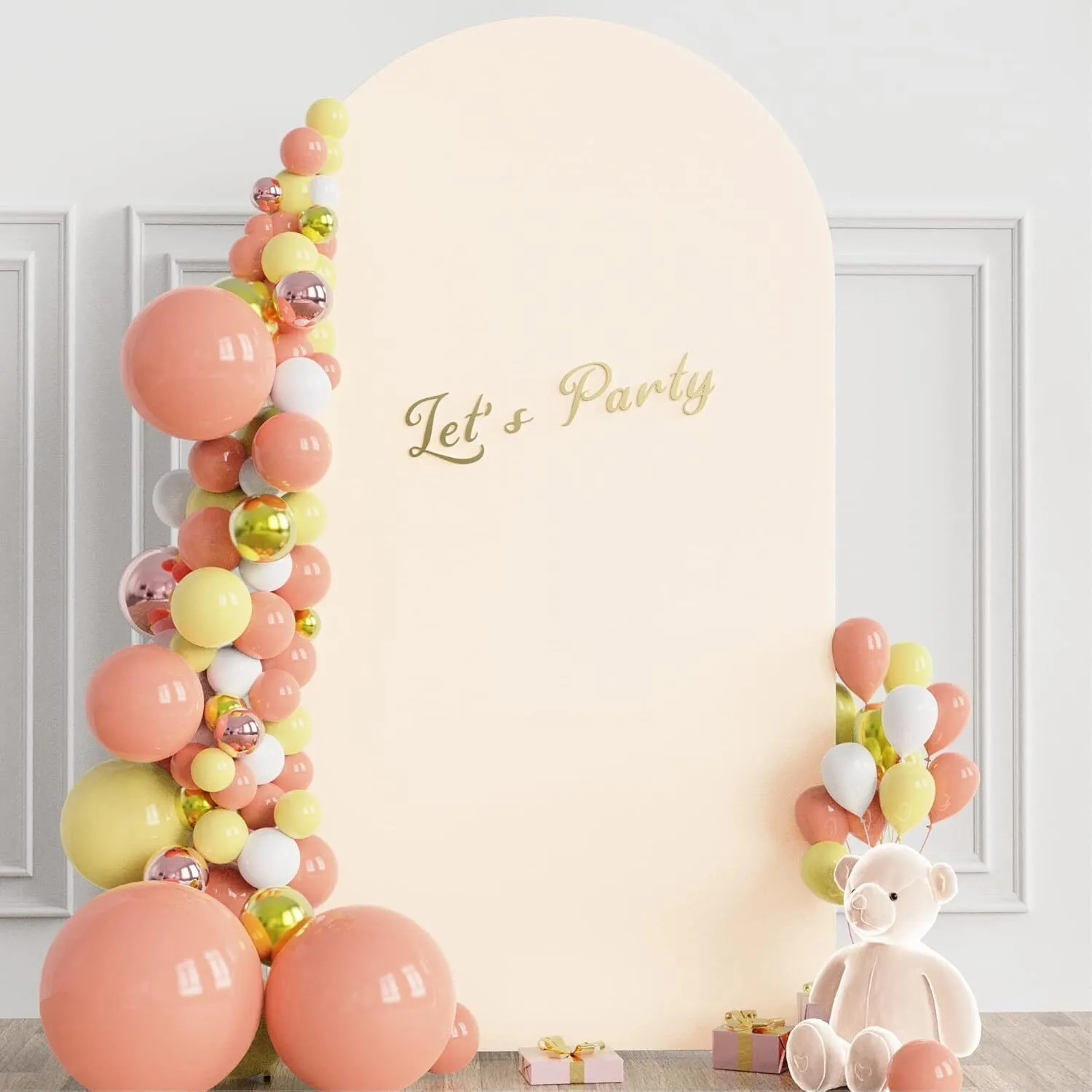 7.2 ft Beige Spandex Arch Backdrop Cover