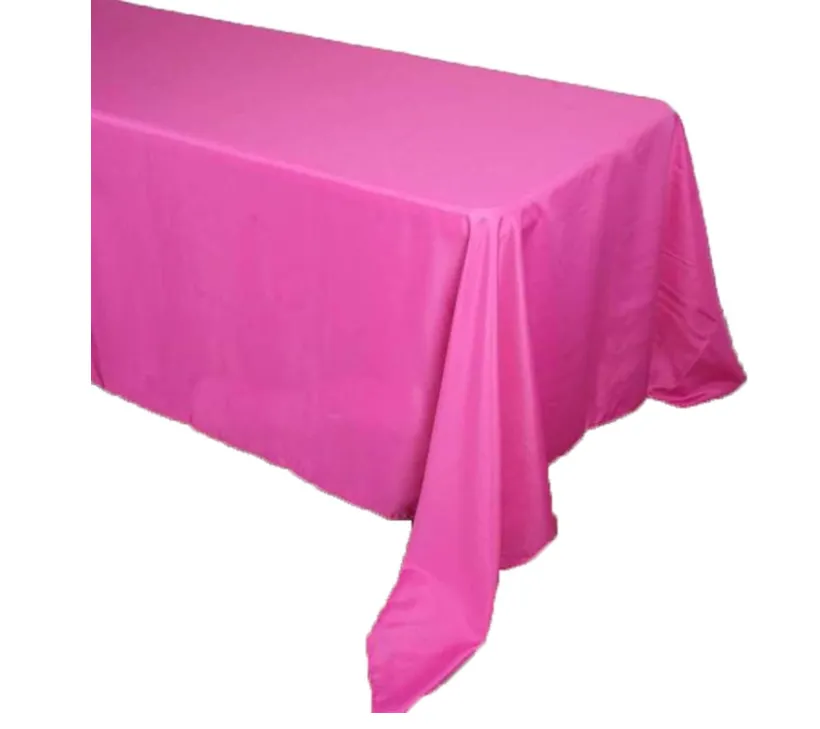 90" x 132" Fuchsia Rectangle Polyester Tablecloth 