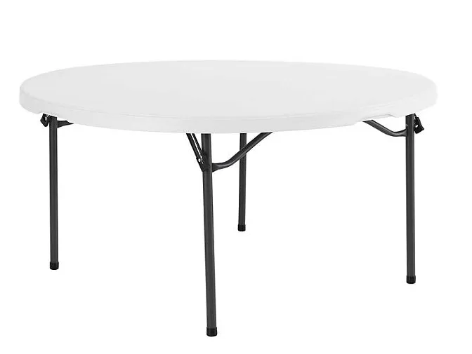 60" White 'Solid' Round Folding Table