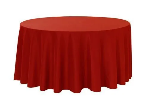 132" Red Round Polyester Tablecloth