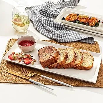 15.5 Inch White Porcelain Rectangular Serving Platter
