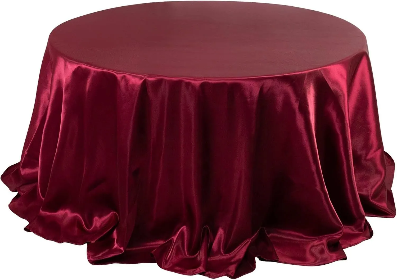 132" Burgundy Round Satin Tablecloth