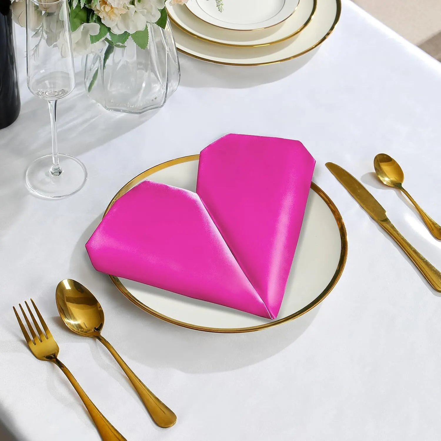 17" x 17" Hot Pink Satin Napkin