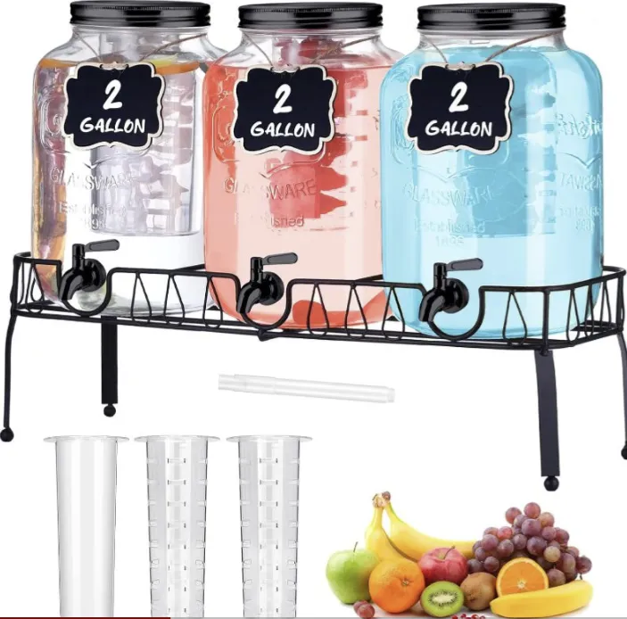 3-Piece 2-Gallon Glass Mason Jar Drink Dispenser