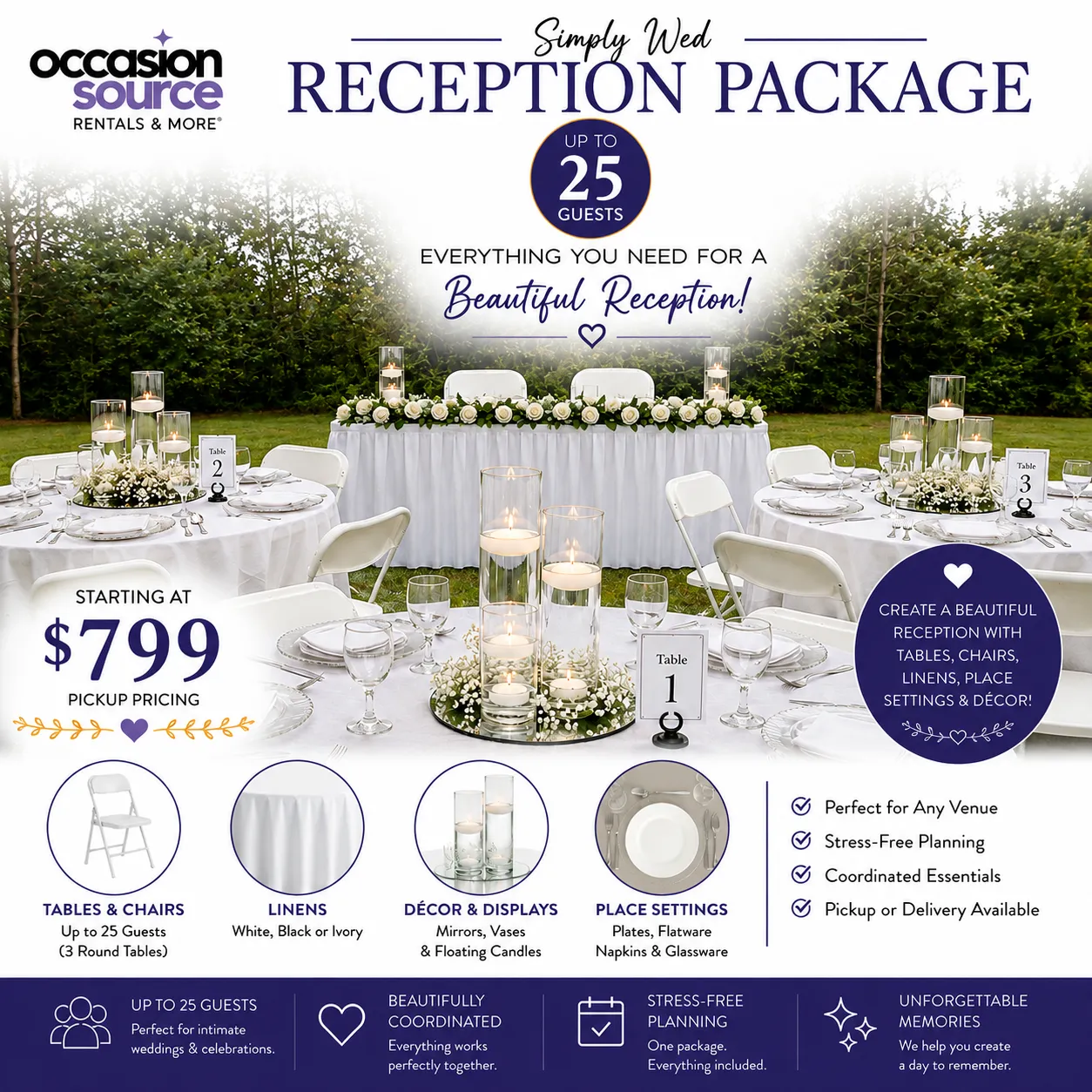 Simply Wed Reception Package - Up to 25 Guests