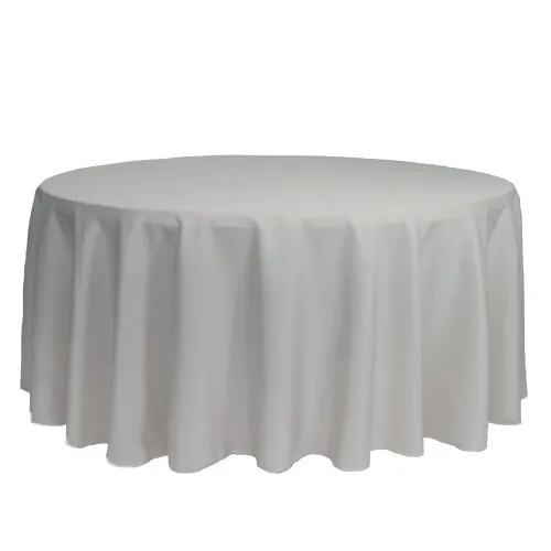 132" Silver Round Polyester Tablecloth