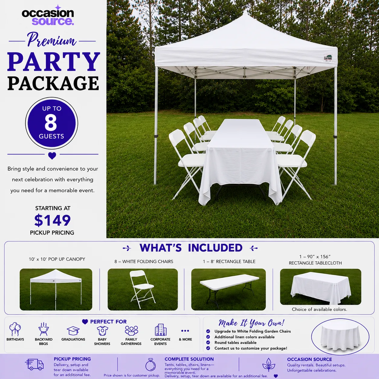 Premium Party Package – 8 Guests