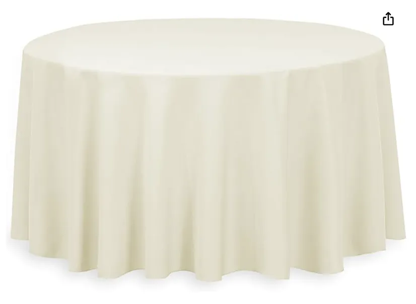 132" Ivory Round Polyester Tablecloth