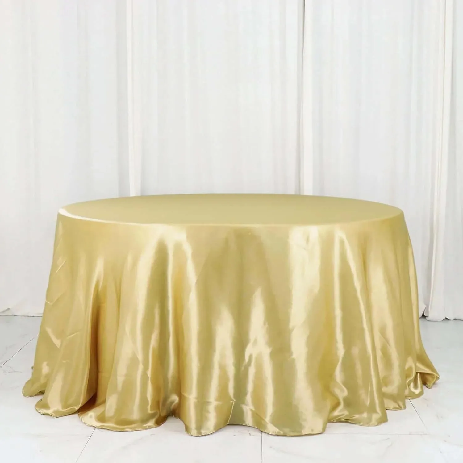 132" Champagne Round Satin Tablecloth