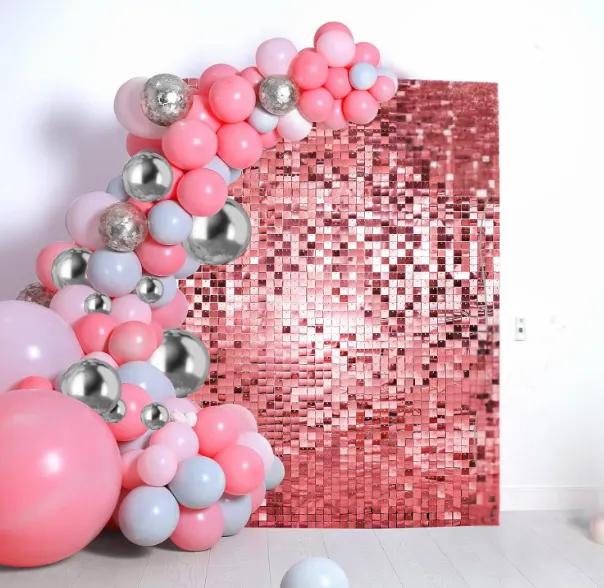 Matte Pink Shimmer Panels Wall Backdrop