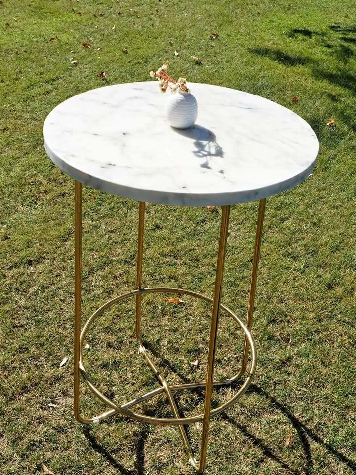Golden Cocktail Table White Marble Top