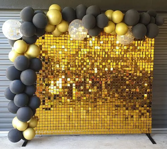 Shimmer Wall + Rectangular Mess Wall - Gold