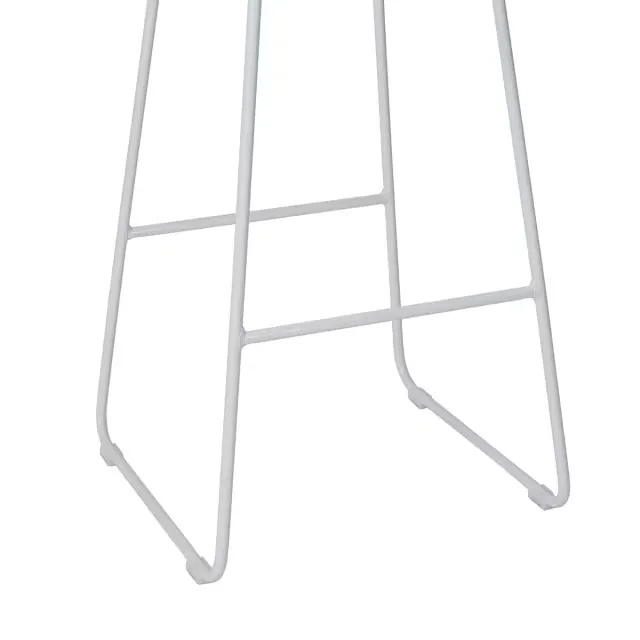 White Metal Stool with Wooden Top