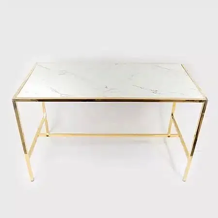 Golden Bar Table White Marble Top 