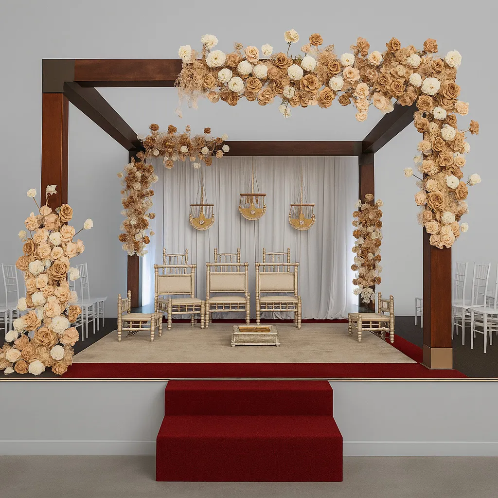 Large Wooden Mandap 4 Post for Ceremony