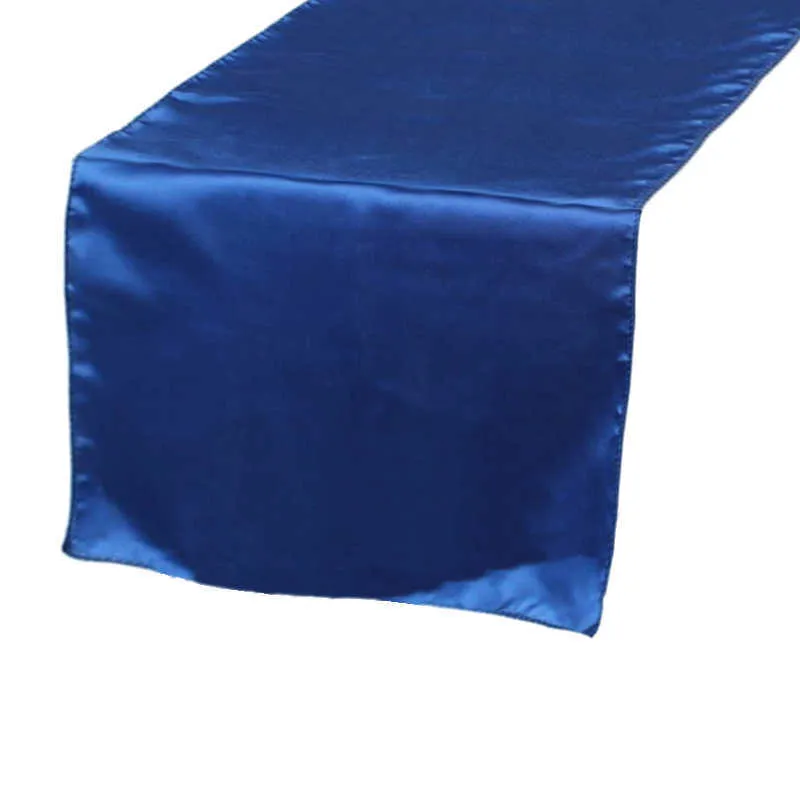Chemin de table satin bleu royal