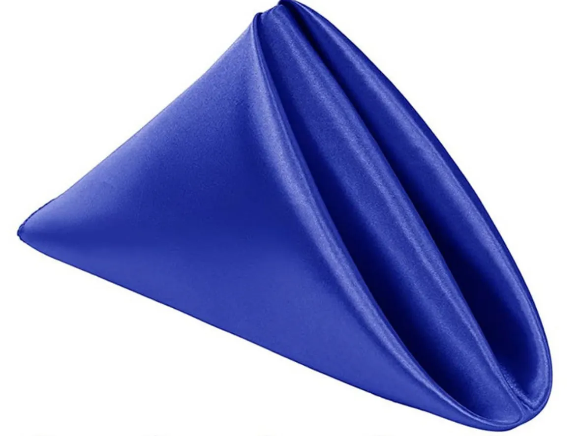 Serviette de table bleu royal satin