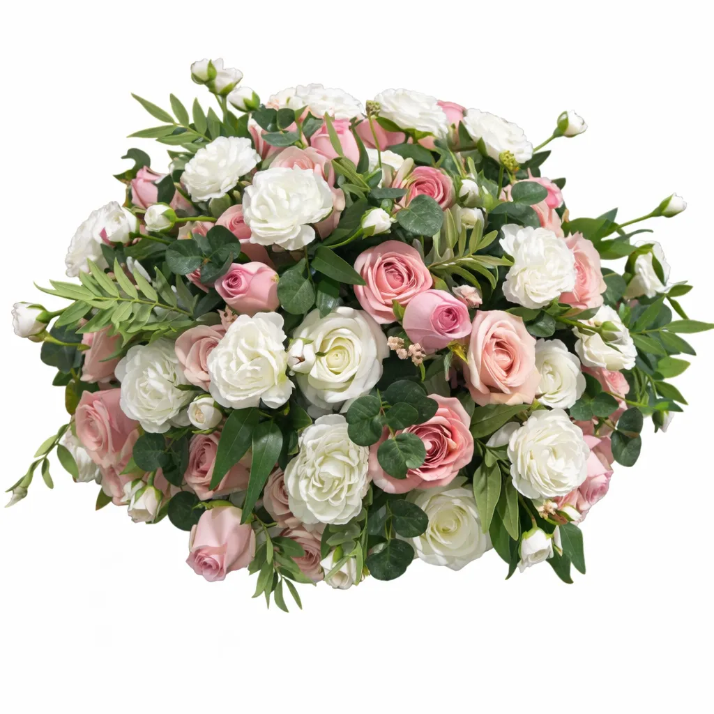 Bouquet de fleurs blanches et roses