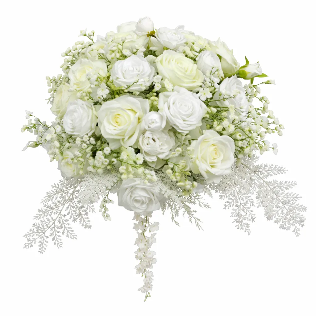 Bouquet de fleurs blanches 35cm