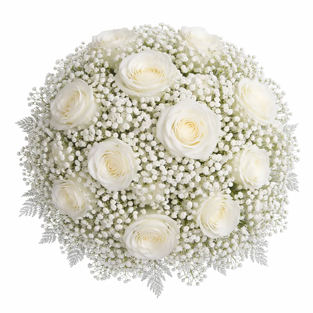 Bouquet de fleurs blanches 60cm