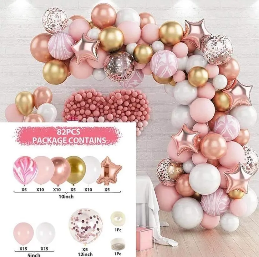 Arche de ballons rose pâle, or