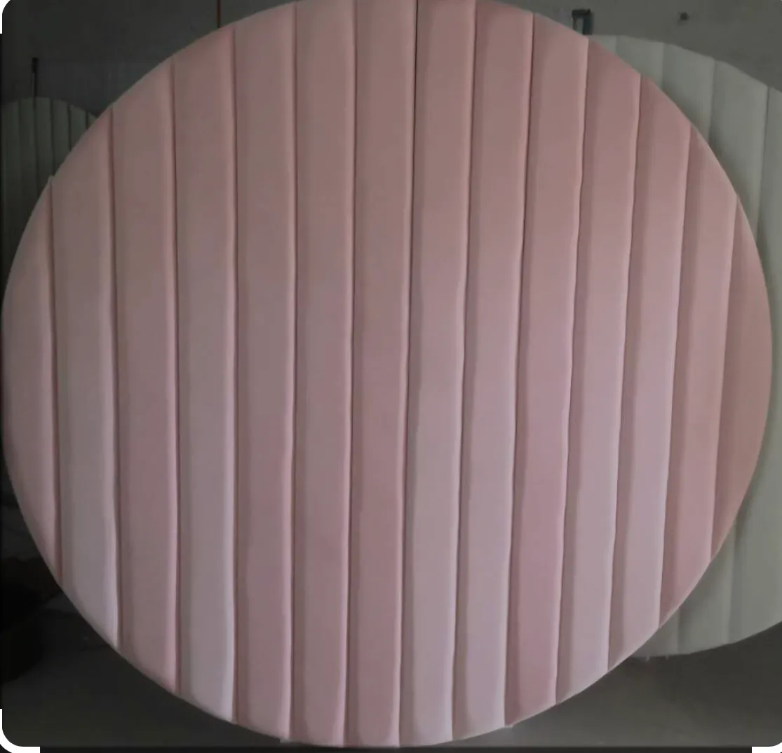 Support décoratif rond rose plein velours 6,6'