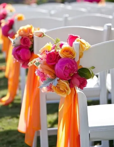 Ramillete para  sillas en  flores hiper realistas