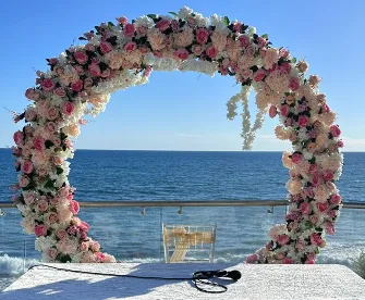 Gazebo Full Floral Artificial para Círculo Dorado 