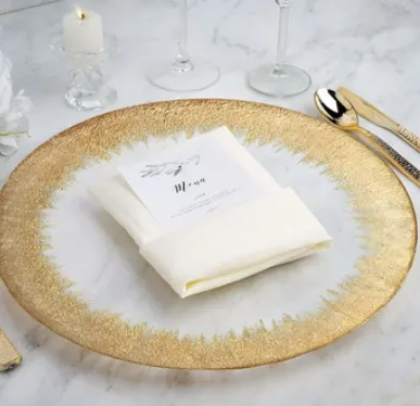 Plato Base Cristal Brush Dorado